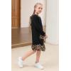 imageGORLYA Girls Raglan Long Sleeve Ruffle Hem Casual Sweatshirt Hooded Shift Dress for 414T KidsLeopard