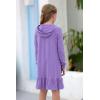 imageGORLYA Girls Raglan Long Sleeve Ruffle Hem Casual Sweatshirt Hooded Shift Dress for 414T KidsMauve
