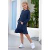 imageGORLYA Girls Raglan Long Sleeve Ruffle Hem Casual Sweatshirt Hooded Shift Dress for 414T KidsNavy