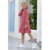 imageGORLYA Girls Raglan Long Sleeve Ruffle Hem Casual Sweatshirt Hooded Shift Dress for 414T KidsRed