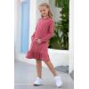 imageGORLYA Girls Raglan Long Sleeve Ruffle Hem Casual Sweatshirt Hooded Shift Dress for 414T KidsRed
