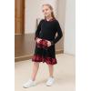 imageGORLYA Girls Raglan Long Sleeve Ruffle Hem Casual Sweatshirt Hooded Shift Dress for 414T KidsRed Plaid