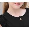 imageGORLYA Girls Ruffle Trim Sleeve Button Down Floral Print Casual Vintage Midi Dress with Pockets for 412 Years KidsBlack