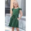 imageGORLYA Girls Ruffle Trim Sleeve Button Down Floral Print Casual Vintage Midi Dress with Pockets for 412 Years KidsGreen