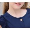 imageGORLYA Girls Ruffle Trim Sleeve Button Down Floral Print Casual Vintage Midi Dress with Pockets for 412 Years KidsNavy