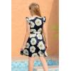 imageGORLYA Girls Ruffle Trim Sleeve Button Down Floral Print Casual Vintage Midi Dress with Pockets for 412 Years KidsNavy Flower