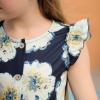 imageGORLYA Girls Ruffle Trim Sleeve Button Down Floral Print Casual Vintage Midi Dress with Pockets for 412 Years KidsNavy Flower