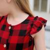 imageGORLYA Girls Ruffle Trim Sleeve Button Down Floral Print Casual Vintage Midi Dress with Pockets for 412 Years KidsRed Plaid