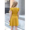 imageGORLYA Girls Ruffle Trim Sleeve Button Down Floral Print Casual Vintage Midi Dress with Pockets for 412 Years KidsYellow