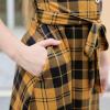 imageGORLYA Girls Ruffle Trim Sleeve Button Down Floral Print Casual Vintage Midi Dress with Pockets for 412 Years KidsYellow Plaid