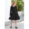 imageGORLYA Girls Short Sleeve Floral Print Casual Fit and Flare Party Dress with Pockets 412 YearsBlack Color  Long Sleeve