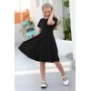 imageGORLYA Girls Short Sleeve Floral Print Casual Fit and Flare Party Dress with Pockets 412 YearsBlack Color