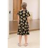 imageGORLYA Girls Short Sleeve Floral Print Casual Fit and Flare Party Dress with Pockets 412 YearsBlack Print