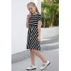 imageGORLYA Girls Short Sleeve Floral Print Casual Fit and Flare Party Dress with Pockets 412 YearsBlack Stripe