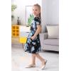 imageGORLYA Girls Short Sleeve Floral Print Casual Fit and Flare Party Dress with Pockets 412 YearsBlue Print