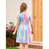 imageGORLYA Girls Short Sleeve Floral Print Casual Fit and Flare Party Dress with Pockets 412 YearsColorful Tiedye