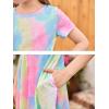 imageGORLYA Girls Short Sleeve Floral Print Casual Fit and Flare Party Dress with Pockets 412 YearsColorful Tiedye