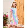 imageGORLYA Girls Short Sleeve Floral Print Casual Fit and Flare Party Dress with Pockets 412 YearsColorful Tiedye