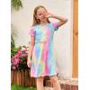 imageGORLYA Girls Short Sleeve Floral Print Casual Fit and Flare Party Dress with Pockets 412 YearsColorful Tiedye