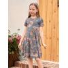 imageGORLYA Girls Short Sleeve Floral Print Casual Fit and Flare Party Dress with Pockets 412 YearsGray Print
