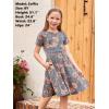 imageGORLYA Girls Short Sleeve Floral Print Casual Fit and Flare Party Dress with Pockets 412 YearsGray Print