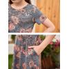 imageGORLYA Girls Short Sleeve Floral Print Casual Fit and Flare Party Dress with Pockets 412 YearsGray Print