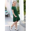 imageGORLYA Girls Short Sleeve Floral Print Casual Fit and Flare Party Dress with Pockets 412 YearsGreen Color