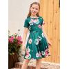 imageGORLYA Girls Short Sleeve Floral Print Casual Fit and Flare Party Dress with Pockets 412 YearsGreen Print