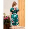 imageGORLYA Girls Short Sleeve Floral Print Casual Fit and Flare Party Dress with Pockets 412 YearsGreen Print