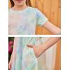 imageGORLYA Girls Short Sleeve Floral Print Casual Fit and Flare Party Dress with Pockets 412 YearsGreen Tiedye