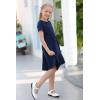 imageGORLYA Girls Short Sleeve Floral Print Casual Fit and Flare Party Dress with Pockets 412 YearsNavy Color
