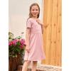 imageGORLYA Girls Short Sleeve Floral Print Casual Fit and Flare Party Dress with Pockets 412 YearsPink Color