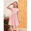 imageGORLYA Girls Short Sleeve Floral Print Casual Fit and Flare Party Dress with Pockets 412 YearsPink Color