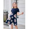 imageGORLYA Girls Short Sleeve Floral Print Casual Fit and Flare Party Dress with Pockets 412 YearsPnavy Print
