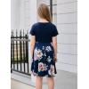 imageGORLYA Girls Short Sleeve Floral Print Casual Fit and Flare Party Dress with Pockets 412 YearsPnavy Print
