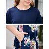 imageGORLYA Girls Short Sleeve Floral Print Casual Fit and Flare Party Dress with Pockets 412 YearsPnavy Print