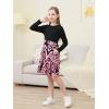 imageGORLYA Girls Short Sleeve Floral Print Casual Fit and Flare Party Dress with Pockets 412 YearsPpink Print  Long Sleeve