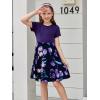 imageGORLYA Girls Short Sleeve Floral Print Casual Fit and Flare Party Dress with Pockets 412 YearsPpurple Print