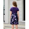 imageGORLYA Girls Short Sleeve Floral Print Casual Fit and Flare Party Dress with Pockets 412 YearsPpurple Print