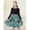 imageGORLYA Girls Short Sleeve Floral Print Casual Fit and Flare Party Dress with Pockets 412 YearsPteal Print  Long Sleeve