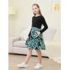 imageGORLYA Girls Short Sleeve Floral Print Casual Fit and Flare Party Dress with Pockets 412 YearsPteal Print  Long Sleeve