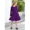 imageGORLYA Girls Short Sleeve Floral Print Casual Fit and Flare Party Dress with Pockets 412 YearsPurple Color  Long Sleeve