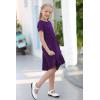 imageGORLYA Girls Short Sleeve Floral Print Casual Fit and Flare Party Dress with Pockets 412 YearsPurple Color