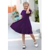 imageGORLYA Girls Short Sleeve Floral Print Casual Fit and Flare Party Dress with Pockets 412 YearsPurple Color