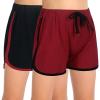 imageGORLYA 2 Pack Girls Active Wear Play up Workout Gym Athletic Sport Running Casual Dolphin ShortsBlackwine Red