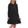 imageGORLYA Girls Raglan Long Sleeve Ruffle Hem Casual Sweatshirt Hooded Shift Dress for 414T KidsBlack