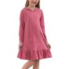 imageGORLYA Girls Raglan Long Sleeve Ruffle Hem Casual Sweatshirt Hooded Shift Dress for 414T KidsRed