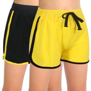 imageGORLYA 2 Pack Girls Active Wear Play up Workout Gym Athletic Sport Running Casual Dolphin ShortsBlack2yellow
