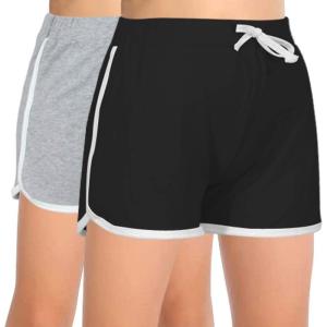 imageGORLYA 2 Pack Girls Active Wear Play up Workout Gym Athletic Sport Running Casual Dolphin ShortsBlackgray