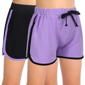 imageGORLYA 2 Pack Girls Active Wear Play up Workout Gym Athletic Sport Running Casual Dolphin ShortsBlackpurple